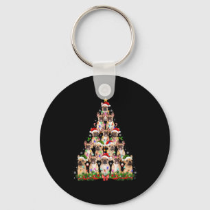 Llavero Perro Pug Árbol de Navidad Encendido Nochebuena Gr
