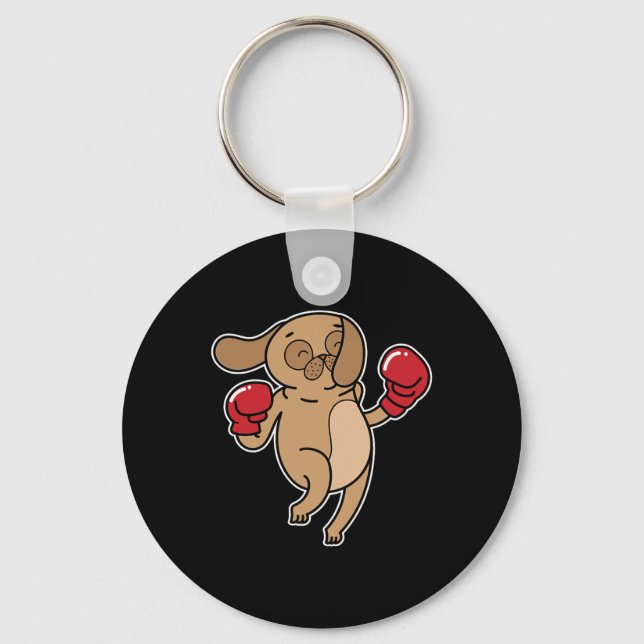 Llavero Perro Pug Hace Boxeo (Anverso)