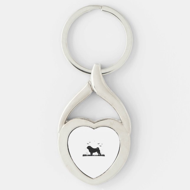 Llavero Perro Pug - Halloween Moon Silhouette Classic T-Sh (Anverso)