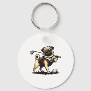 Llavero Perro Pug Jugando Golf - Golfista