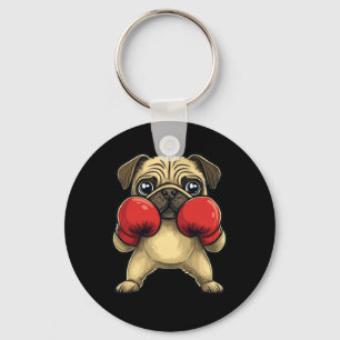 Llavero Perro Pug Vestido Como Boxer Gracioso