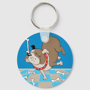 Llavero perro que equilibra un hueso