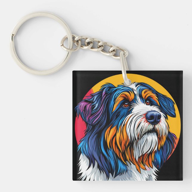 Llavero Perro que ilustra una creatividad vibrante (Frente)