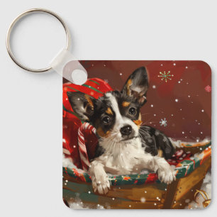 Llavero Perro Rat Terrier Navideño Festivo