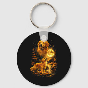 Llavero Perro Retriever Dorado Arte de Noche a la Luz de l