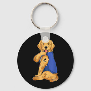 Llavero Perro Retriever Dorado Divertido Ama Papá Tatuaje 