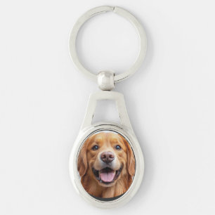 Llavero Perro Retriever Dorado Sonriente Feliz