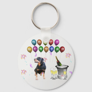 Llavero Perro Rottweiler Feliz Año Nuevo