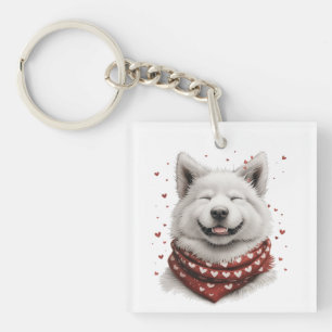 Llavero Perro Samoyedo Día de San Valentín