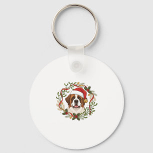 Llavero Perro San Bernardo con sombrero de Santa Navidad C