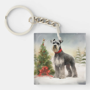 Llavero Perro Schnauzer en Navidad con nieve