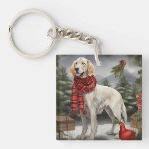 Llavero Perro Setter Inglés en Navidad con Nieve