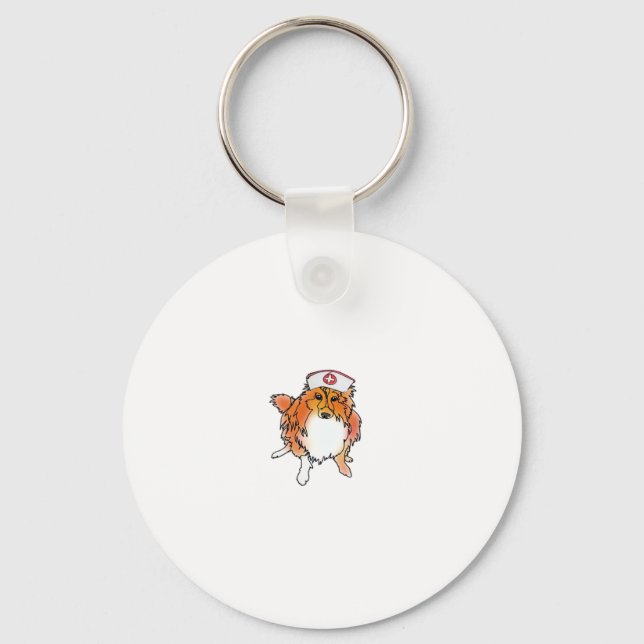 Llavero Perro Sheltie con gorra de enfermera � animales co (Anverso)