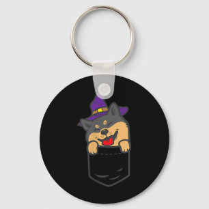 Llavero Perro Shiba Inu Negro Poc Bruja Halloween Perro Ak