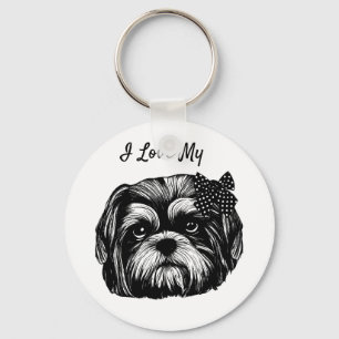 Llavero Perro Shih Tzu con el arco de un punto polka