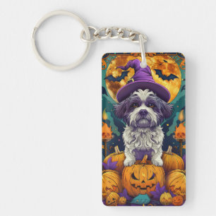 Llavero Perro Shih Tzu espeluznante de Halloween bruja y c
