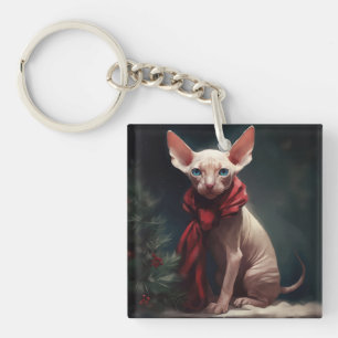 Llavero Perro Sphynx en Navidad con Nieve