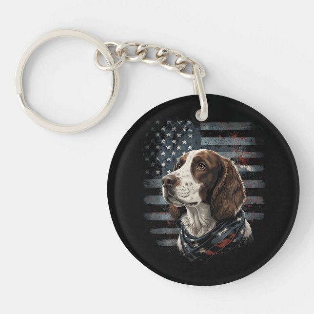 Llavero Perro Springer Spaniel Bandera Americana (Frente)