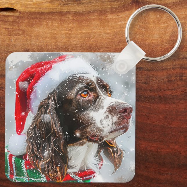 Llavero Perro Springer Spaniel Festividad de Navidad (Reverso )