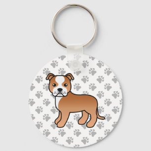 Llavero Perro Staffordshire Bull Terrier Rojo Y Blanco