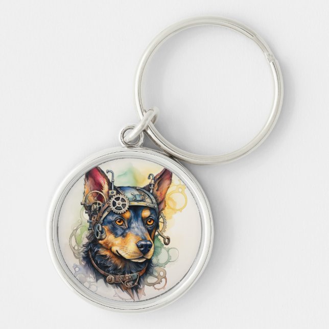Llavero Perro Steampunk Kelpie Australiano (Frente)