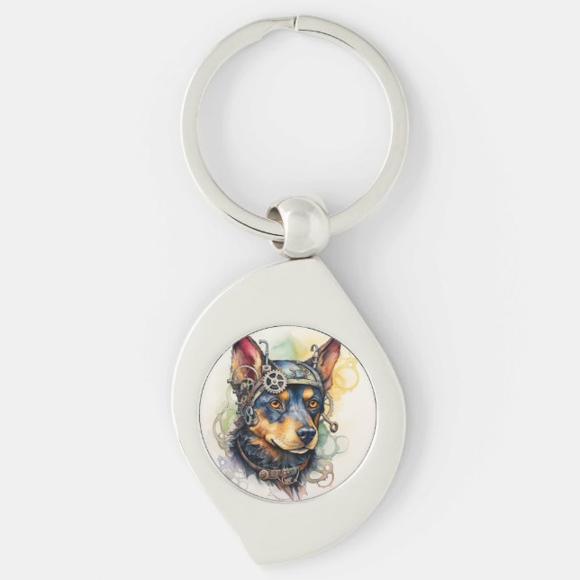 Llavero Perro Steampunk Kelpie Australiano (Anverso)
