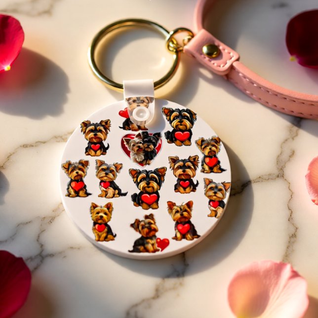 Llavero Perro Terrier de Valentine Yorkshire | amantes del (Cute Yorkshire Terrier Love Hearts Valentine Dog Keychain)