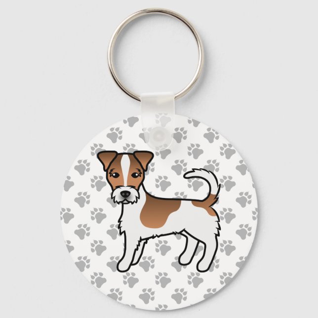 Llavero Perro Terrier Jack Russell de pelaje áspero blanco (Anverso)