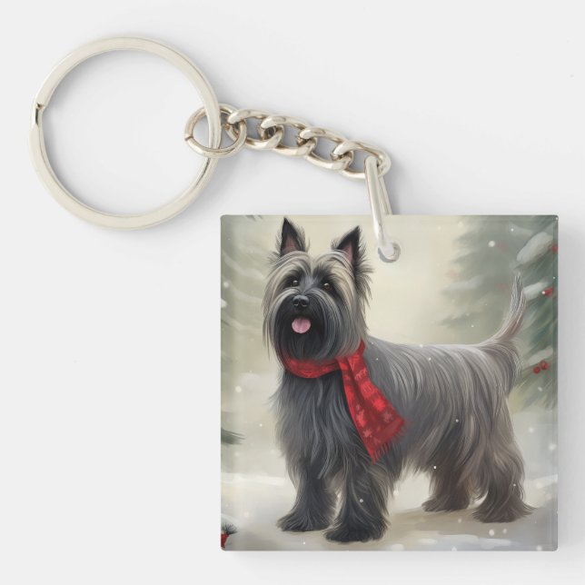 Llavero Perro Terrier Skye en la Navidad con Nieve (Frente)
