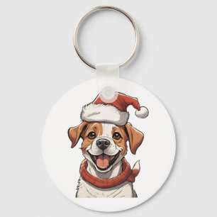 Llavero Perro títere con Navidad Gorra Classic T-Shi