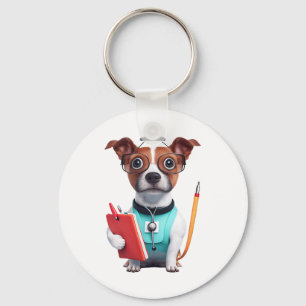 Llavero Perro trabajando como enfermera, perro llevando un