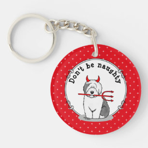 Llavero Perro travieso viejo inglés malvado (gris 1)