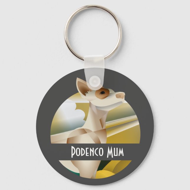 Llavero Perro vintage de podenco Art Deco personalizado (Anverso)