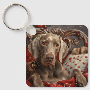 Llavero Perro Weimaraner Navidad Festiva