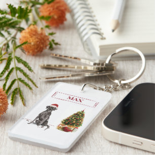 Llavero Perro y árbol graciosos de Black Lab Navidades