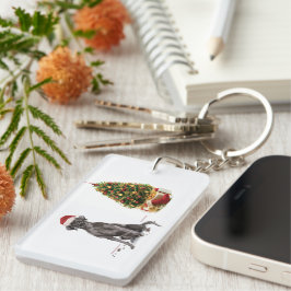 Llavero Perro y árbol graciosos de Black Lab Navidades