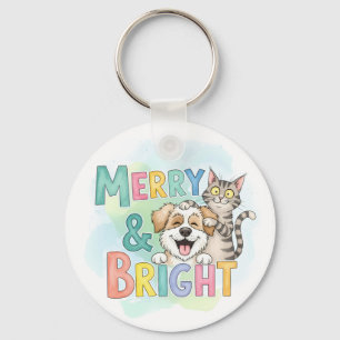 Llavero Perro y gato lindo merry y brillante