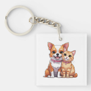 Llavero Perro y Personalizado de gatos kawaii