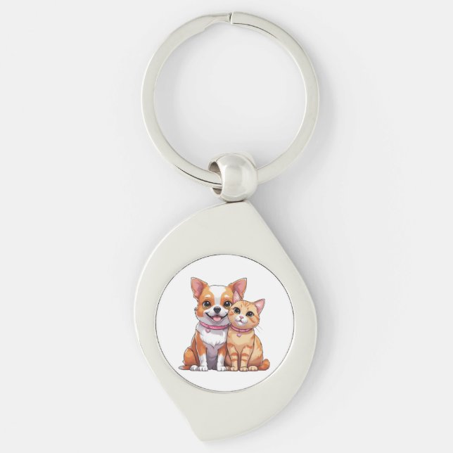 Llavero Perro y Personalizado de gatos kawaii (Anverso)