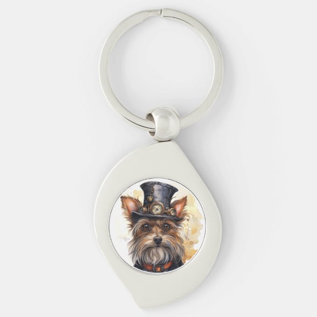 Llavero Perro Yorkshire Terrier Steampunk (Anverso)
