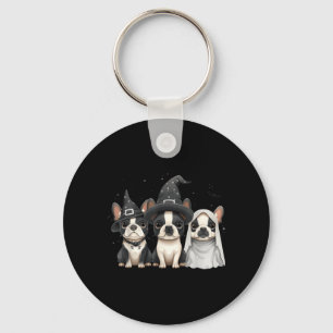 Llavero Perros Boston Terrier de Halloween lindos sombrero