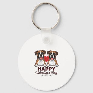 Llavero Perros Boxer Feliz Día de San Valentín Vintage