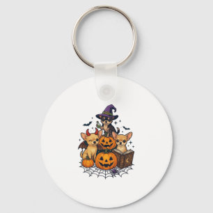 Llavero Perros Chihuahua de Halloween Calabazas Sombrero d
