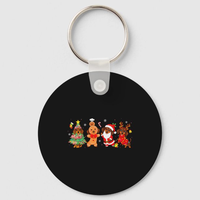 Llavero Perros Dachshund Adorables Navideños Pan de Jengib (Anverso)