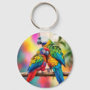 Llavero Perros De Macao Coloridos En Una Rama-45739