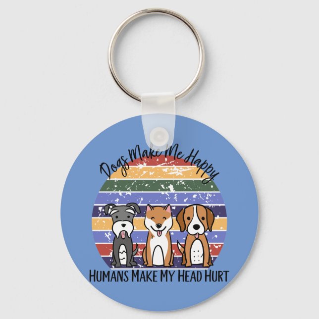 Llavero Perros divertidos me hacen feliz (Anverso)