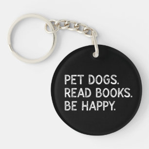 Llavero Perros Domésticos Leen Libros Sé Feliz Perro Bibli