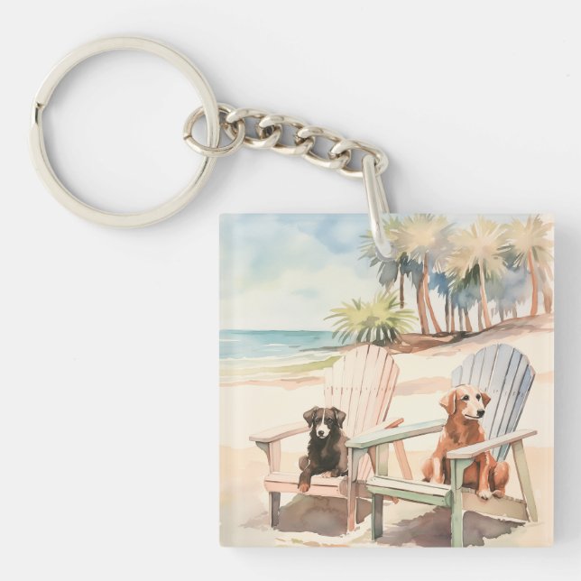 Llavero Perros en la playa costera de Adirondack (Frente)