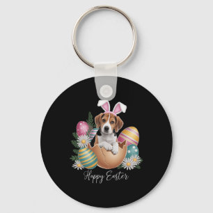 Llavero Perros Florales Día de Pascua Perrito Beagle Lindo