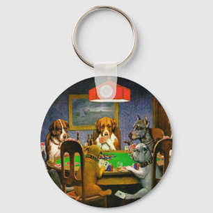 Llavero Perros jugando al póquer